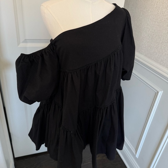 Showpo Black One-Shoulder Voluminous Sleeve Women’s Mini Dress US 4 - Picture 7 of 9